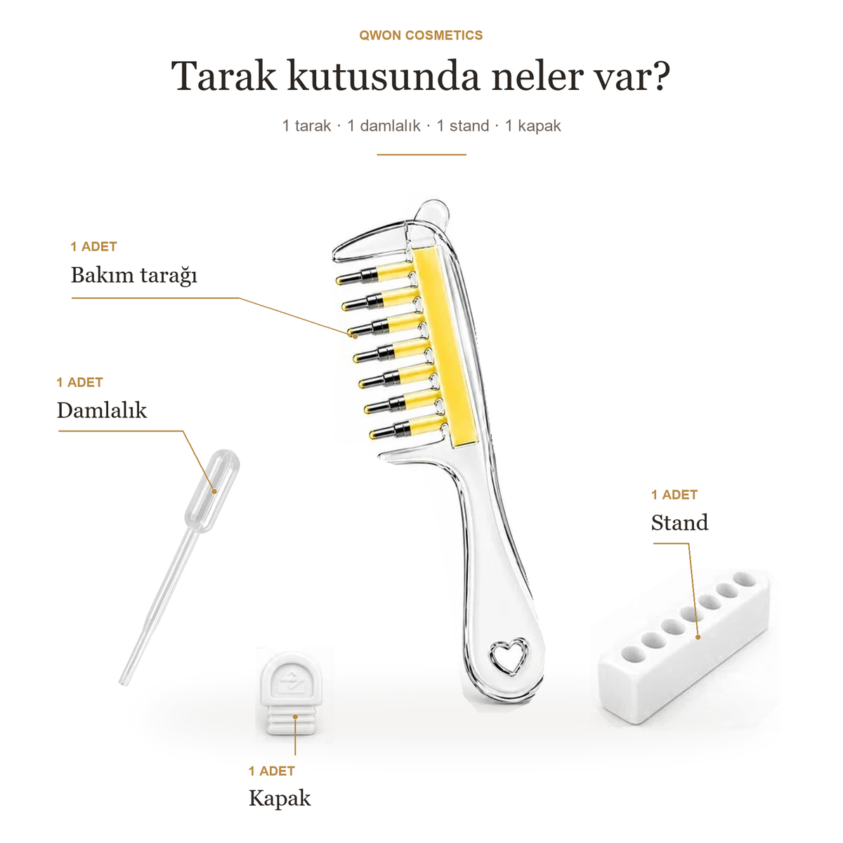 Qwon™ Serum + Hazneli Saç Bakım Tarağı Seti