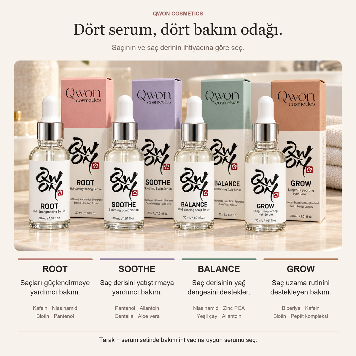 Qwon™ Serum + Hazneli Saç Bakım Tarağı Seti