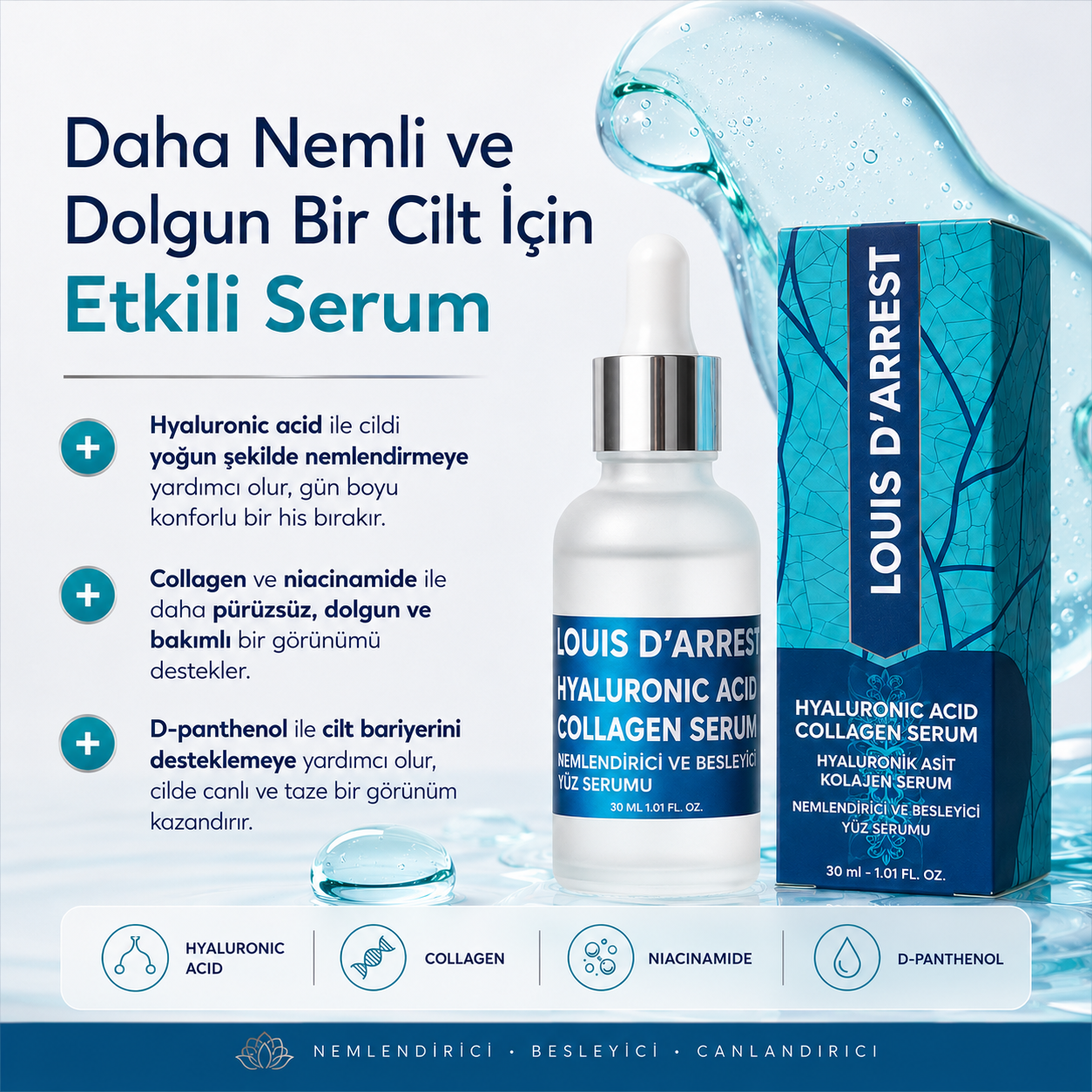 Hyaluronik Asit Kolajen Yüz Serumu 30 ml