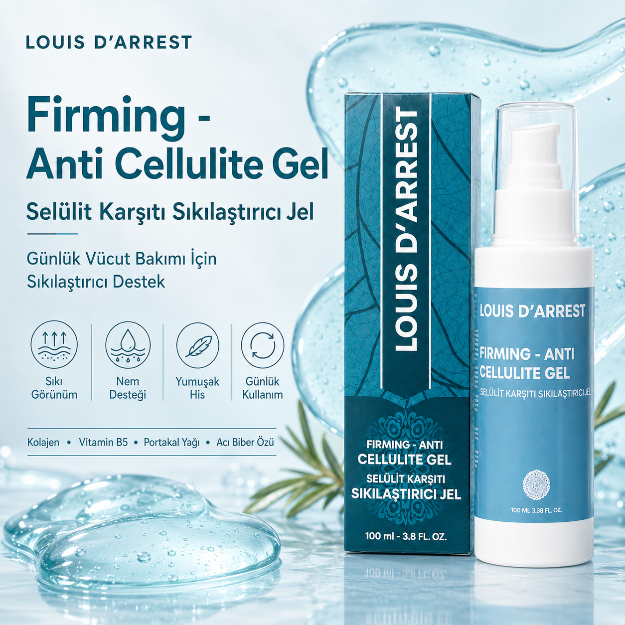 Body Sculpt Sıkılaştırıcı Vücut Jeli - Selülit Karşıtı Bakım Jeli, Kolajen & Vitamin B5, 100 ml