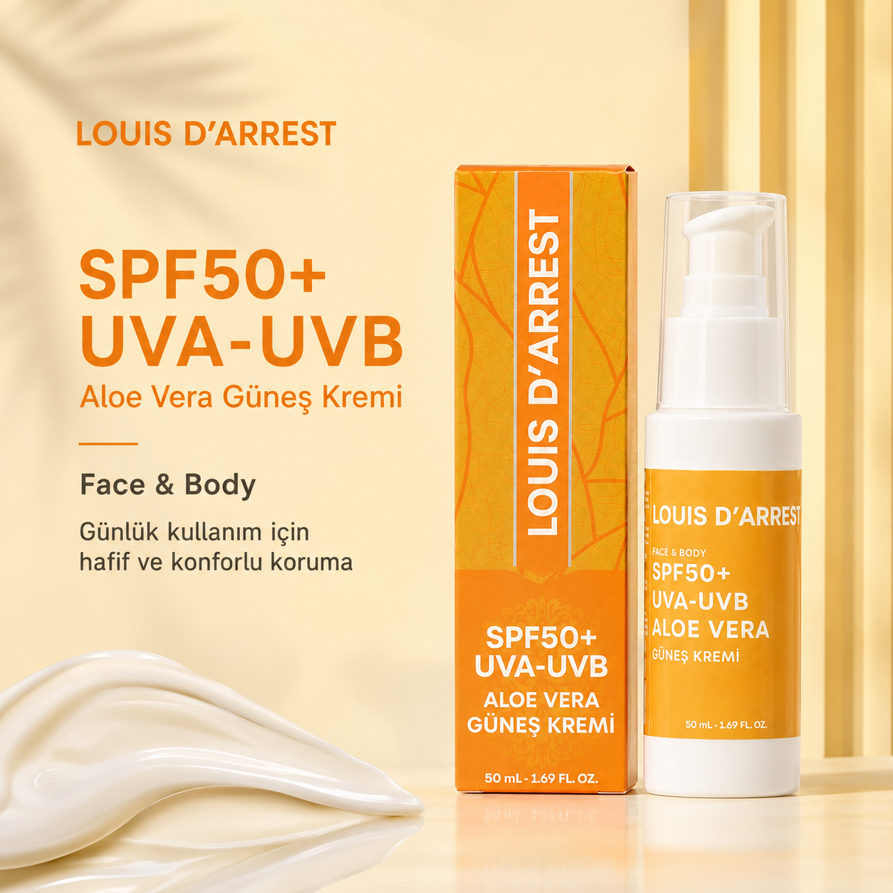 SPF50+ UVA-UVB Aloe Vera Güneş Kremi 50 ml