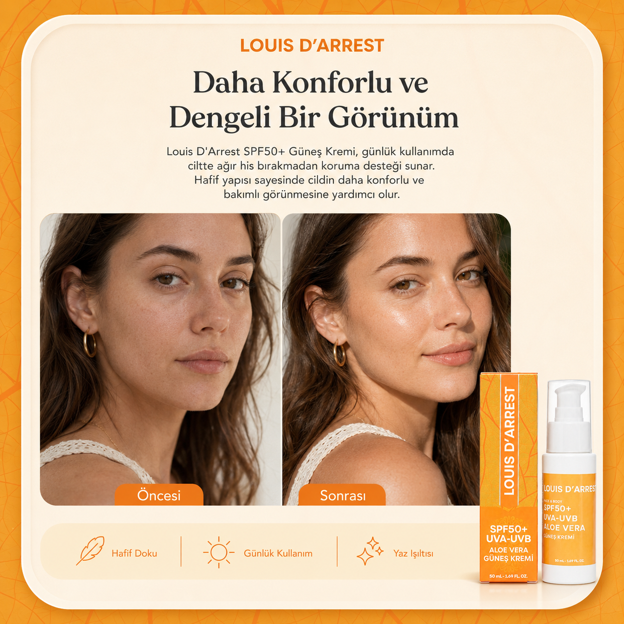 SPF50+ UVA-UVB Aloe Vera Güneş Kremi 50 ml